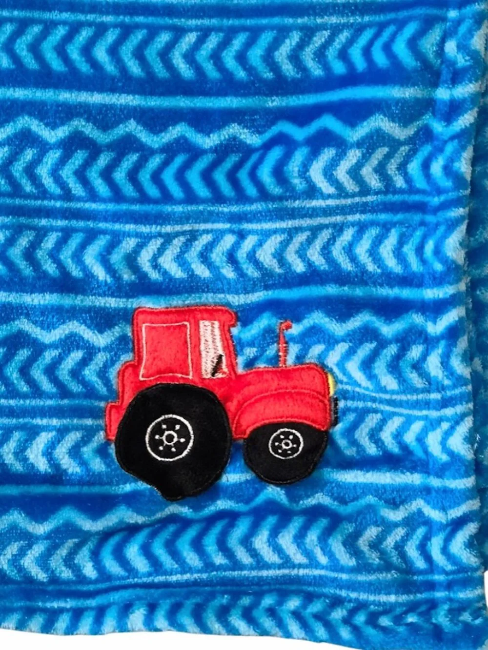 Le Bebe Favorite Red Tractor Truck Zig Zag Blue Security Blanket 34